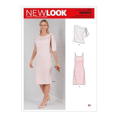 New Look Sewing Pattern 6653  Dress With Shoulder Tie Topper from Jaycotts Sewing Supplies