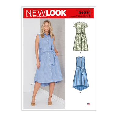 New Look Sewing Pattern 6654 Shirt Dress With Flared Back from Jaycotts Sewing Supplies