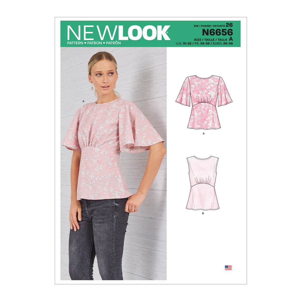 New Look Sewing Pattern 6656  Top from Jaycotts Sewing Supplies