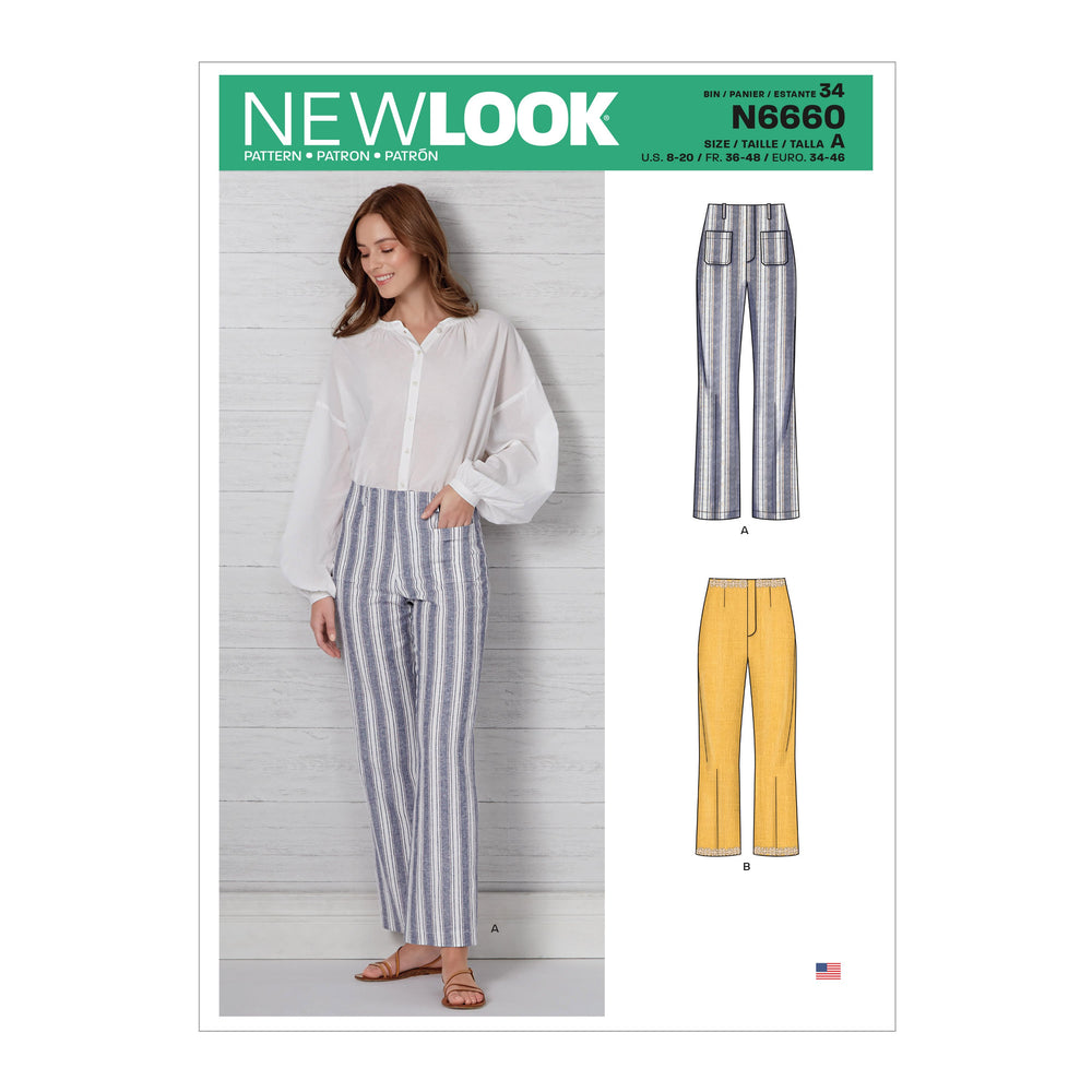 New Look Sewing Pattern 6660  High Waisted Flared Pants from Jaycotts Sewing Supplies