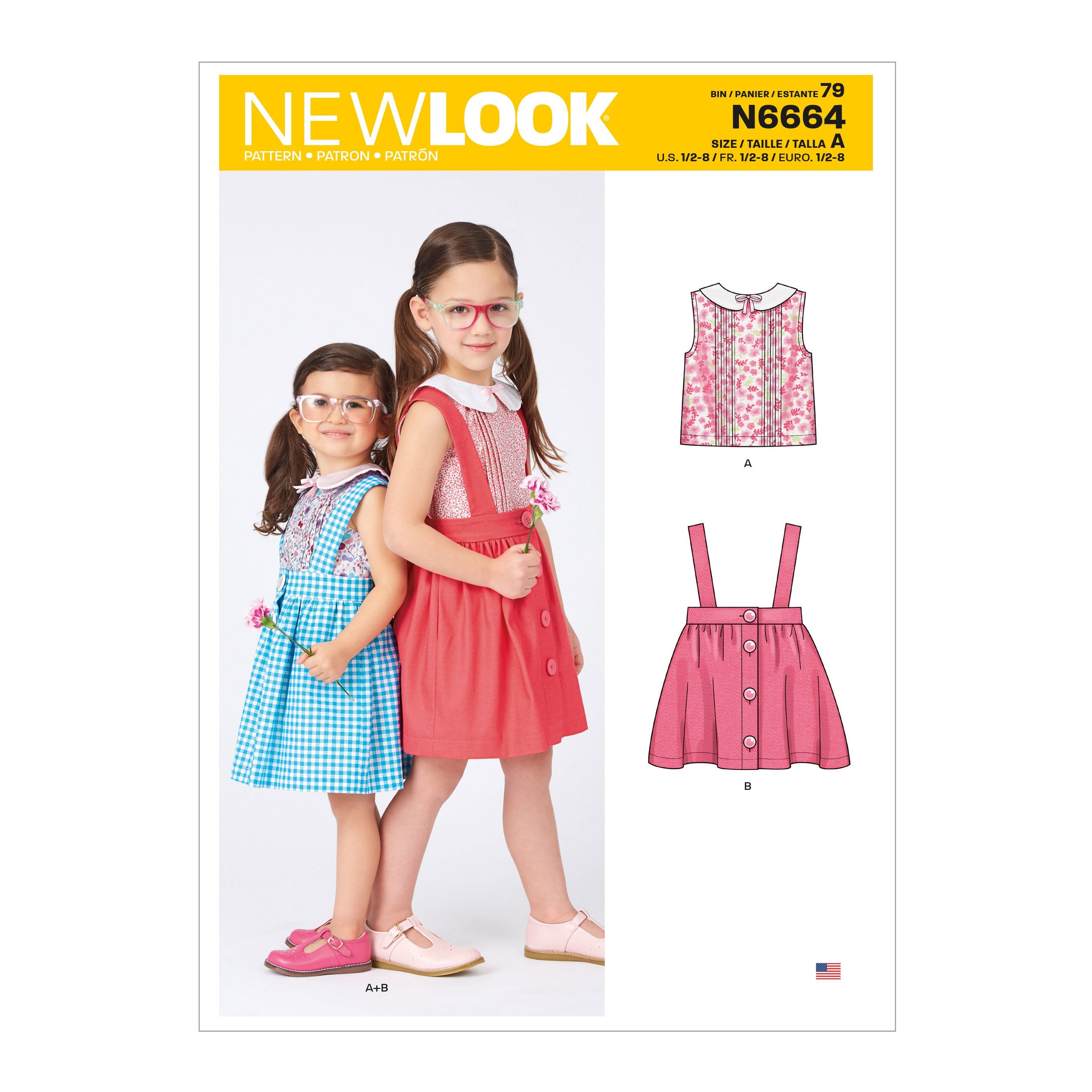  New Look Patterns Toddlers' Easy Dresses, Top and Cropped Pants  Size A (1/2-1-2-3-4) 6441 : Arts, Crafts & Sewing