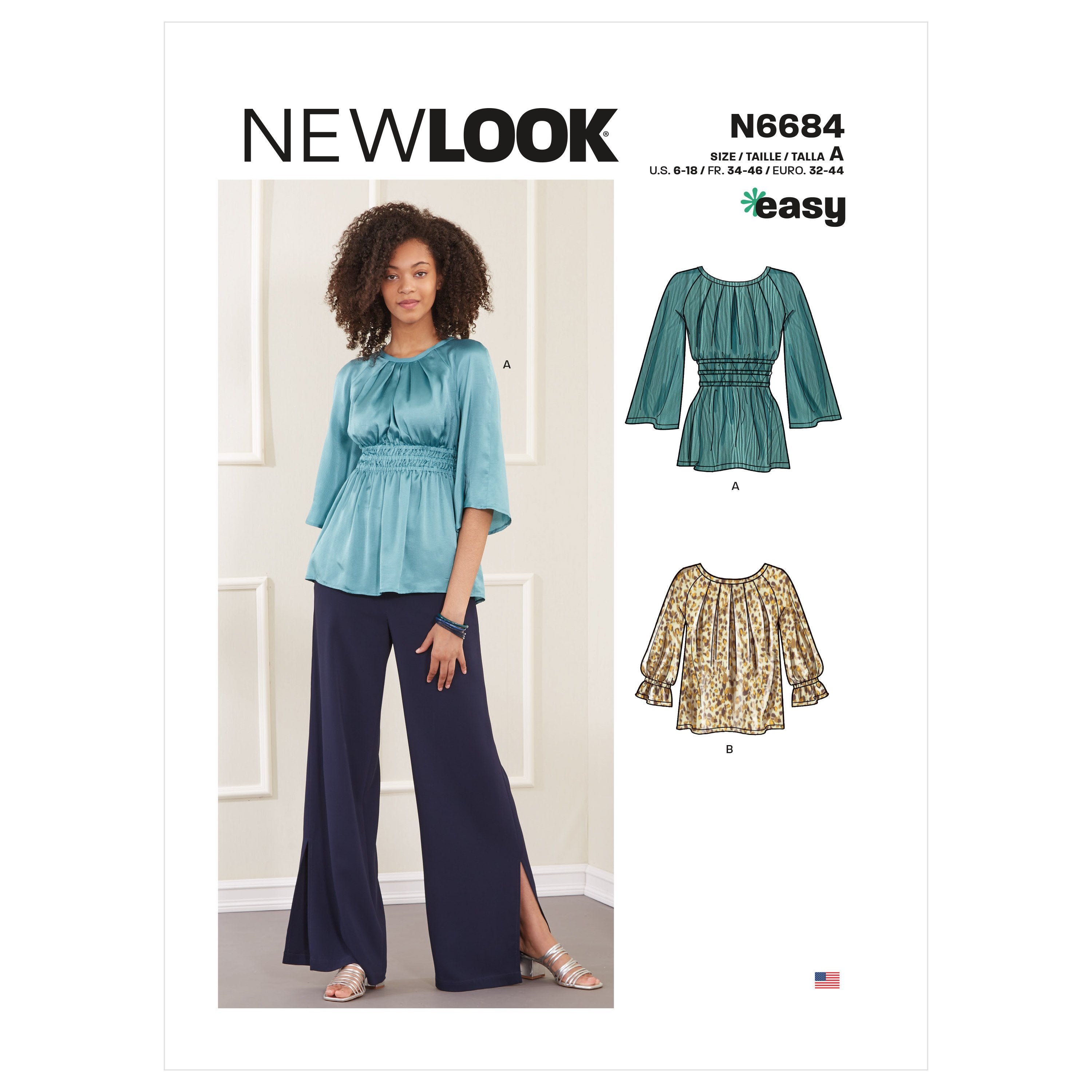 New Look Sewing Pattern 6684 Tops In Two Lengths from Jaycotts Sewing Supplies