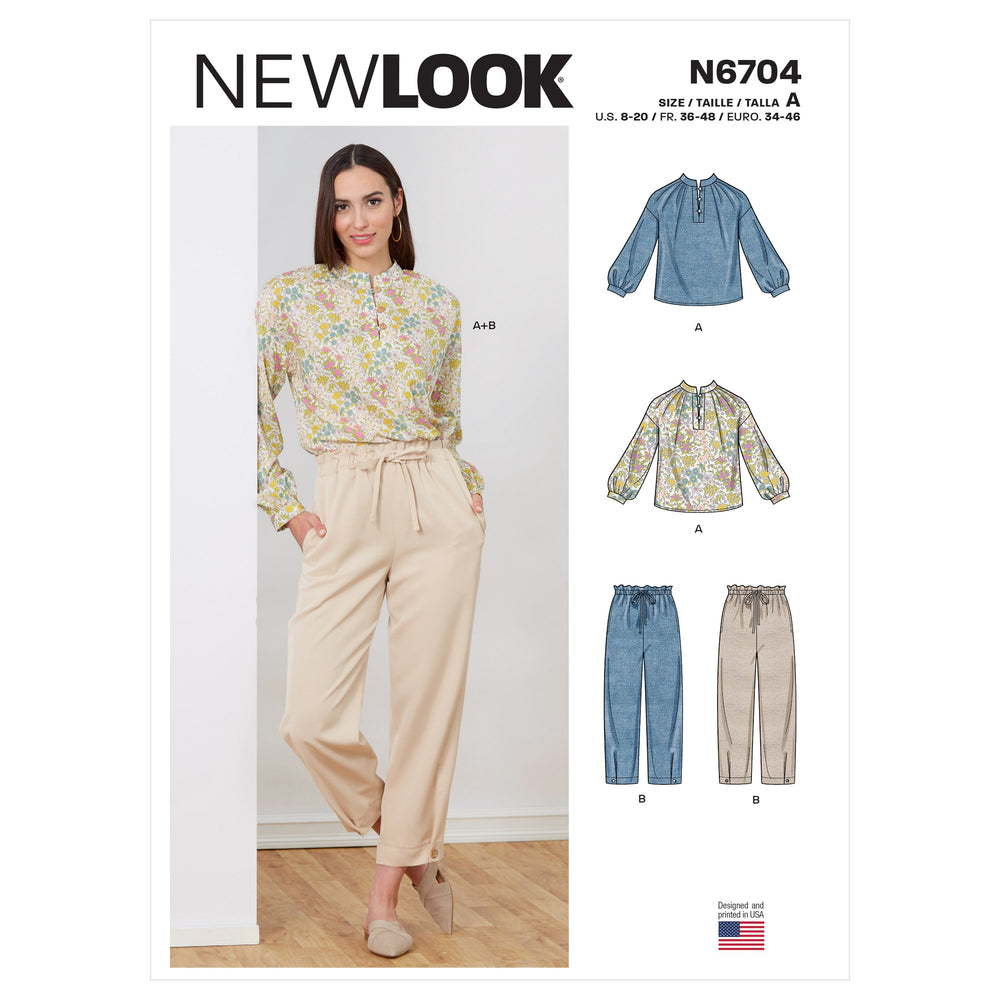 New Look Sewing Pattern 6704 Top and Pull-On Pants from Jaycotts Sewing Supplies