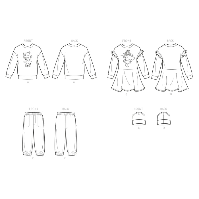 New Look Sewing Pattern 6715 Children's Top, Pants, Dress and Hat from Jaycotts Sewing Supplies