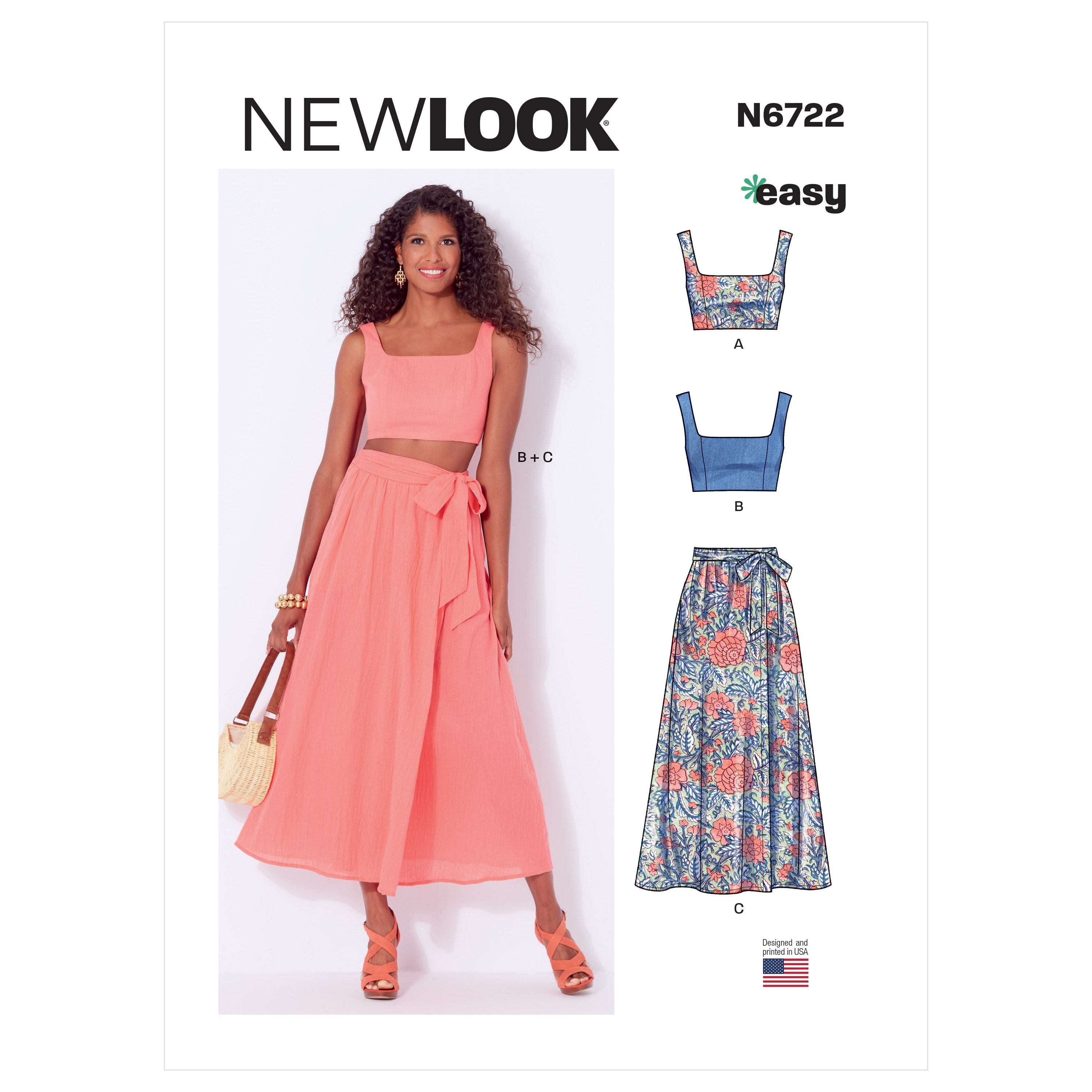 New Look sewing pattern 6722 Bra Tops and Wrap Skirt | Easy from Jaycotts Sewing Supplies