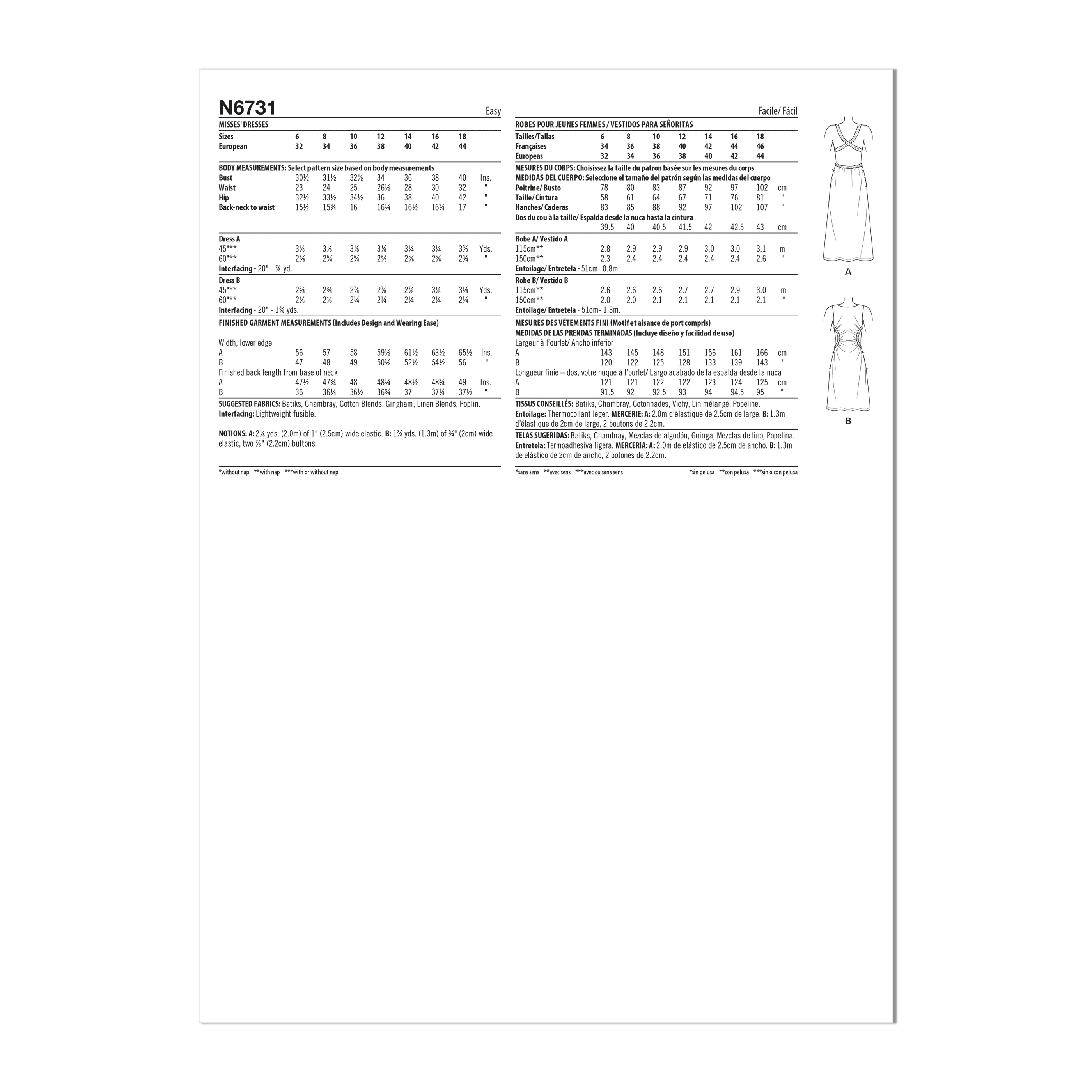 NL6731 New Look Sewing Pattern Misses' Dresses — jaycotts.co.uk ...