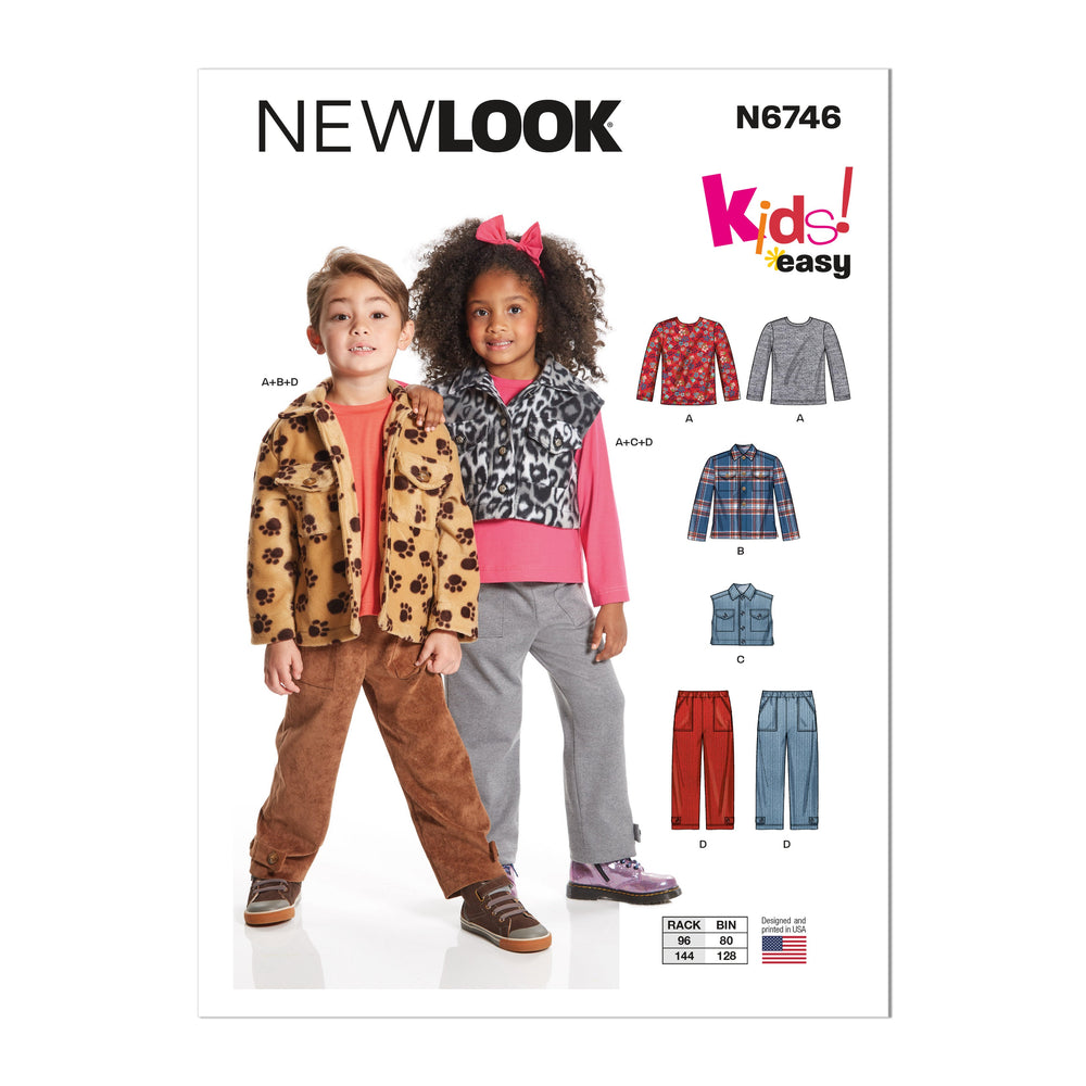New Look Sewing Pattern 6746 Children's Top, Jacket and Cargo Pants from Jaycotts Sewing Supplies