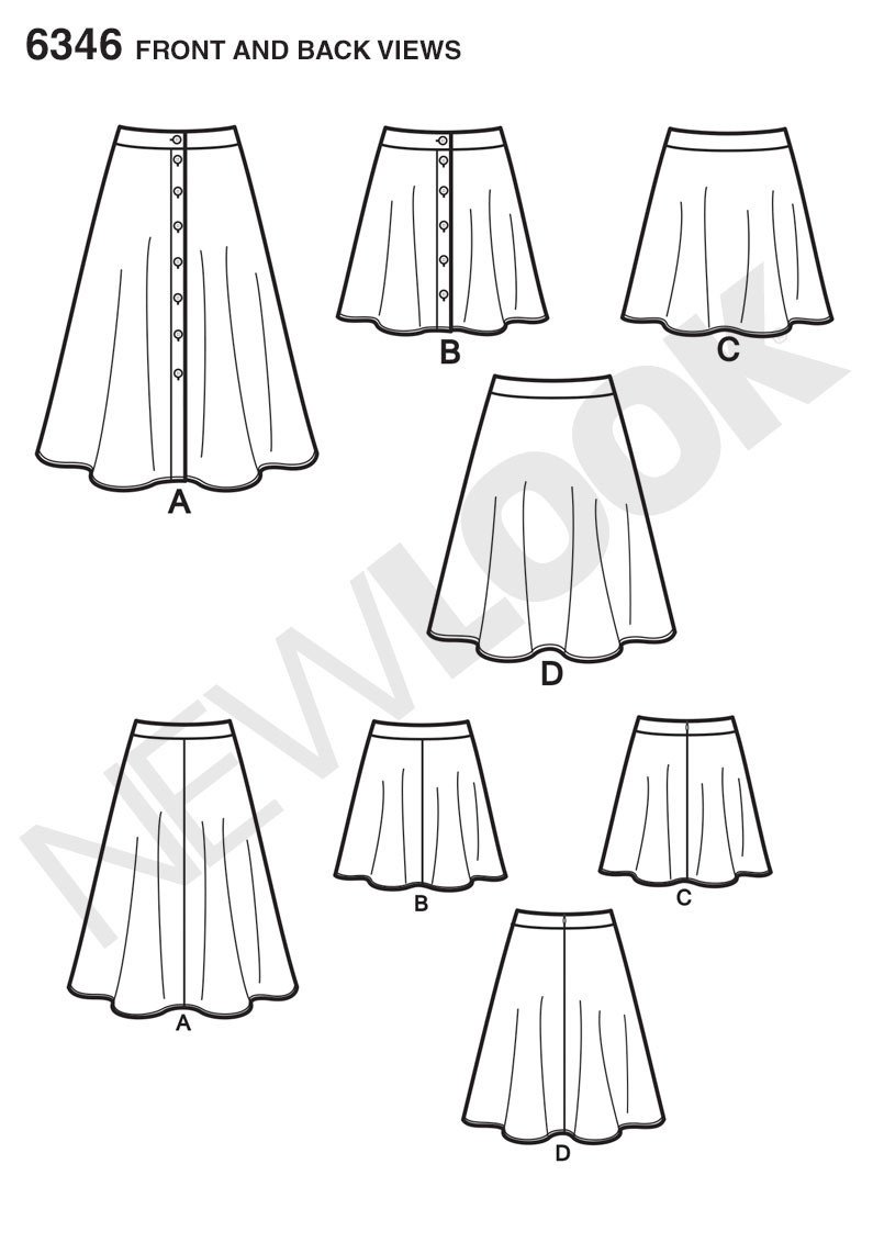 New Look Pattern: NL6346 Misses' Skirts in Three Lengths | Easy ...