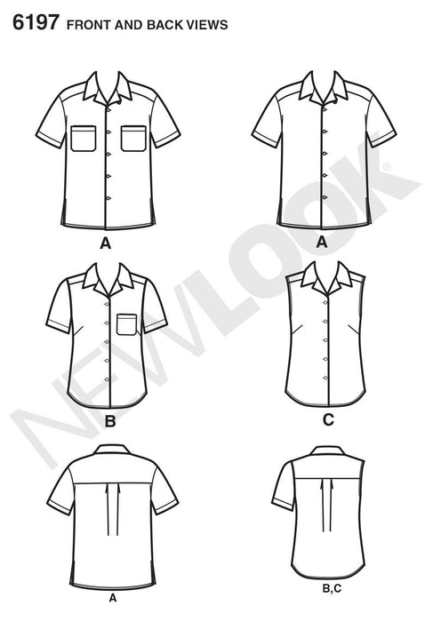 NL6197 Misses' and Men's Shirts sewing pattern from Jaycotts Sewing Supplies