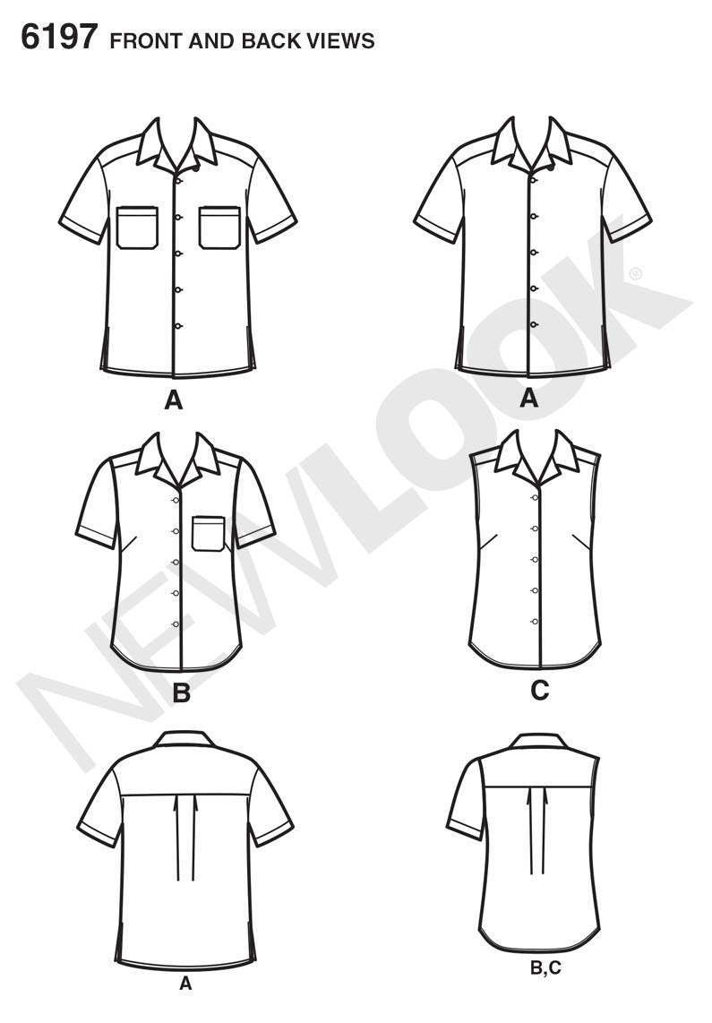 NL6197 Misses' and Men's Shirts sewing pattern from Jaycotts Sewing Supplies