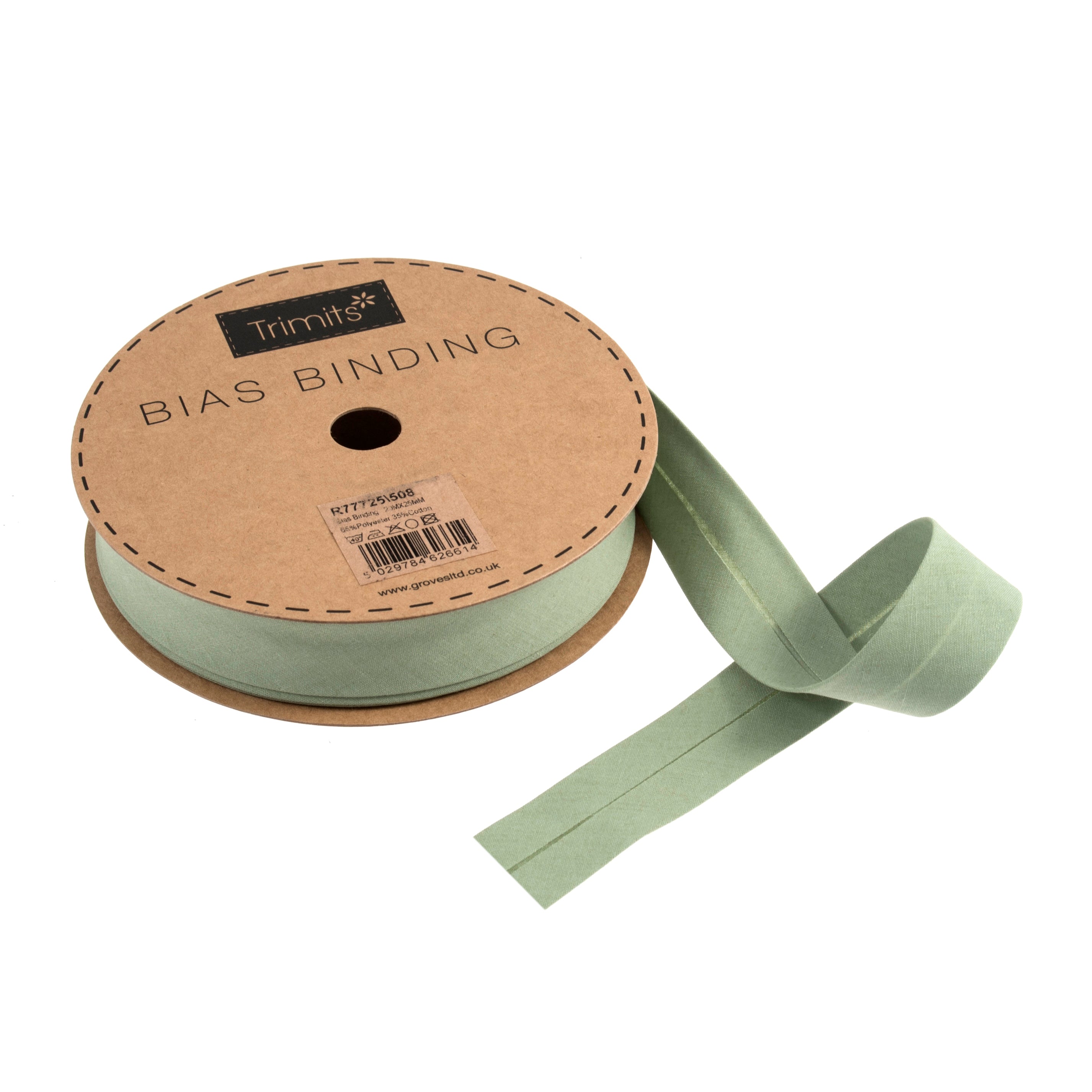20m roll of Sage Bias Binding | 25mm width from Jaycotts Sewing Supplies