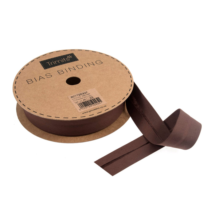 20m roll of Dark Tan Bias Binding | 25mm width from Jaycotts Sewing Supplies