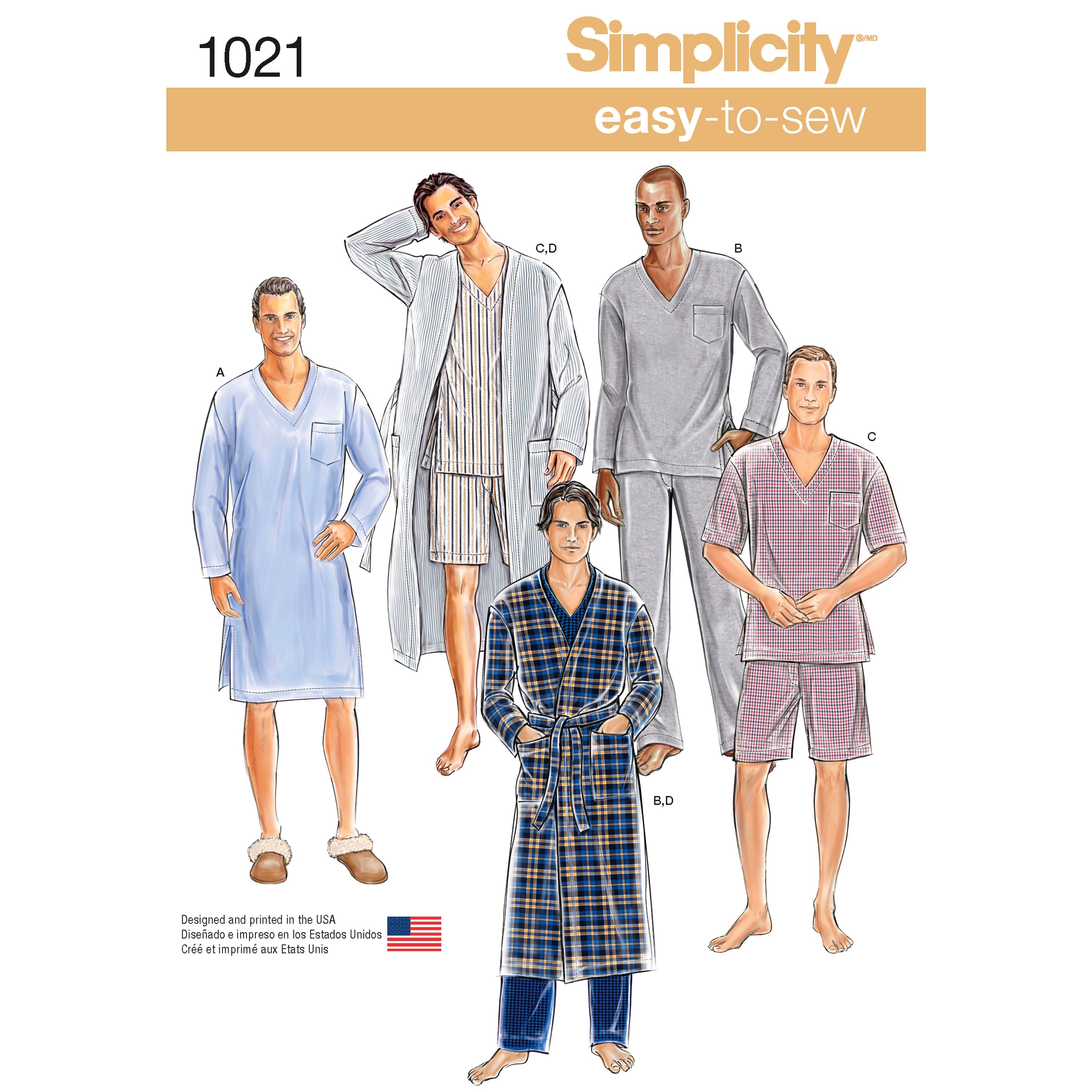 Simplicity Pattern 1021 Men's Classic Pyjamas and Robe from Jaycotts Sewing Supplies