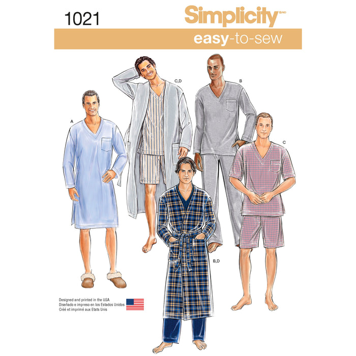 Simplicity Pattern 1021 Men's Classic Pyjamas and Robe from Jaycotts Sewing Supplies