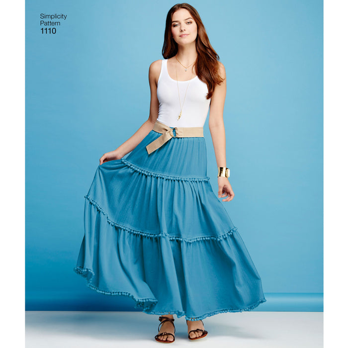 Simplicity Pattern 1110 Misses' Tiered Skirt with Length Variations from Jaycotts Sewing Supplies