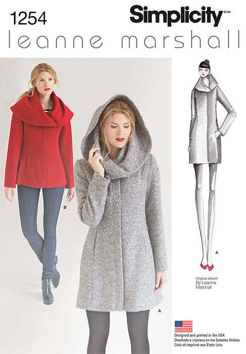 Simplicity Pattern 1254 Misses' Leanne Marshall Easy Lined Coat or Jacket from Jaycotts Sewing Supplies