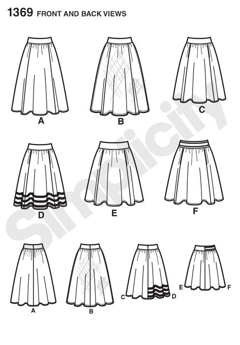 Simplicity Pattern 1369 Misses' Skirts in 3 Lengths from Jaycotts Sewing Supplies