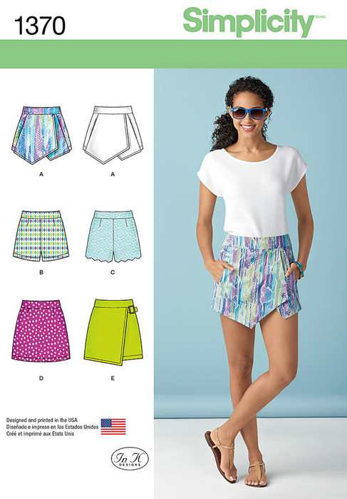 Simplicity Pattern 1370 Misses' Shorts, Skirt & 'skort' from Jaycotts Sewing Supplies