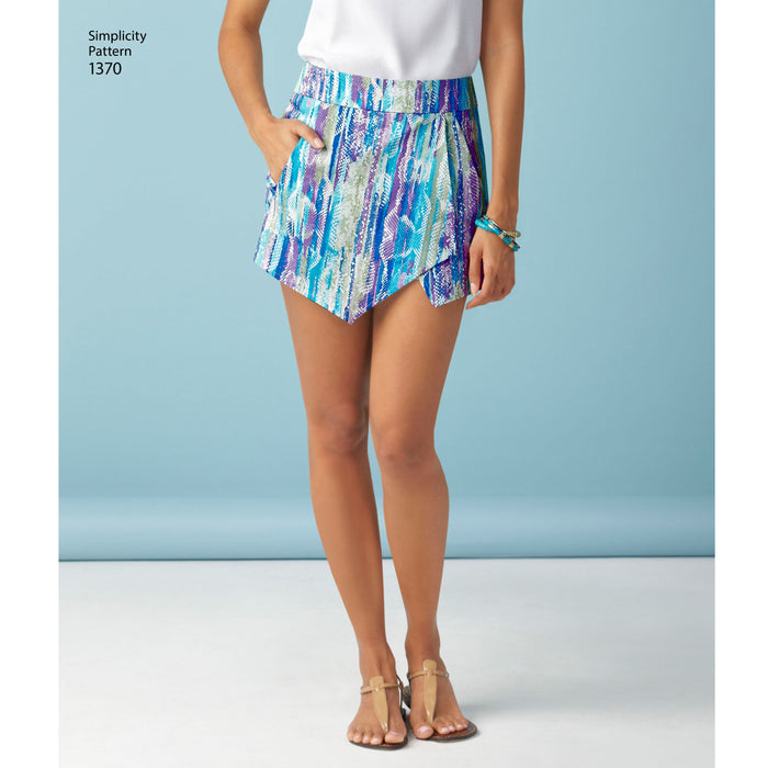 Simplicity Pattern 1370 Misses' Shorts, Skirt and 'skort' from Jaycotts Sewing Supplies