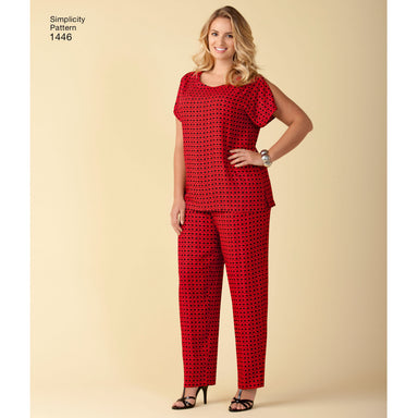 Simplicity 1446 Six Made Easy Pull on Tops and Pants or Shorts for Plus Size from Jaycotts Sewing Supplies
