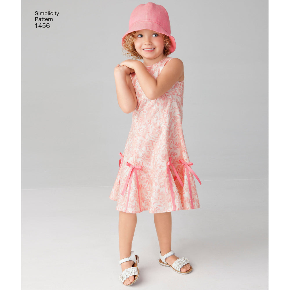 Simplicity Pattern 1456 Girls' Dress with Bodice Variations and Hat from Jaycotts Sewing Supplies
