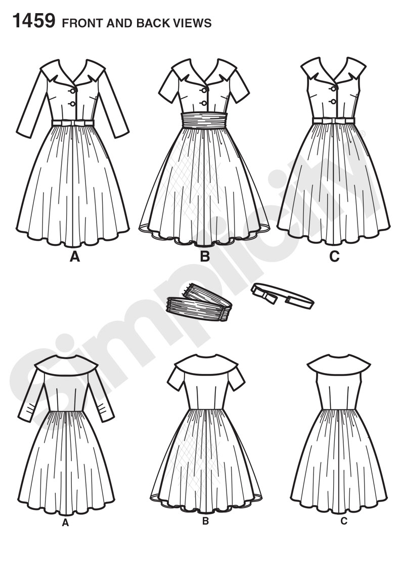 Simplicity Pattern 1459 Misses' & Miss Petite 1950's Vintage Dress from Jaycotts Sewing Supplies