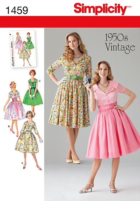 Simplicity Pattern 1459 Misses' & Miss Petite 1950's Vintage Dress from Jaycotts Sewing Supplies