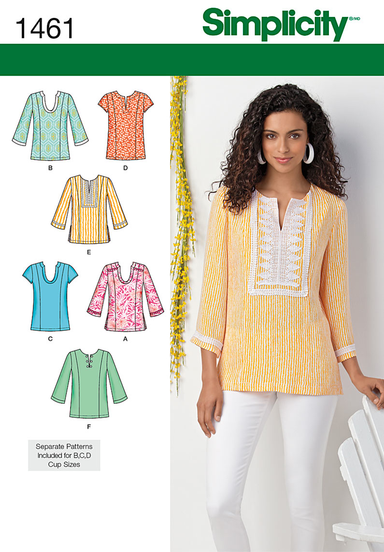 Simplicity Pattern 1461 Misses' & Plus Tunic with Neckline & Sleeve Variations from Jaycotts Sewing Supplies