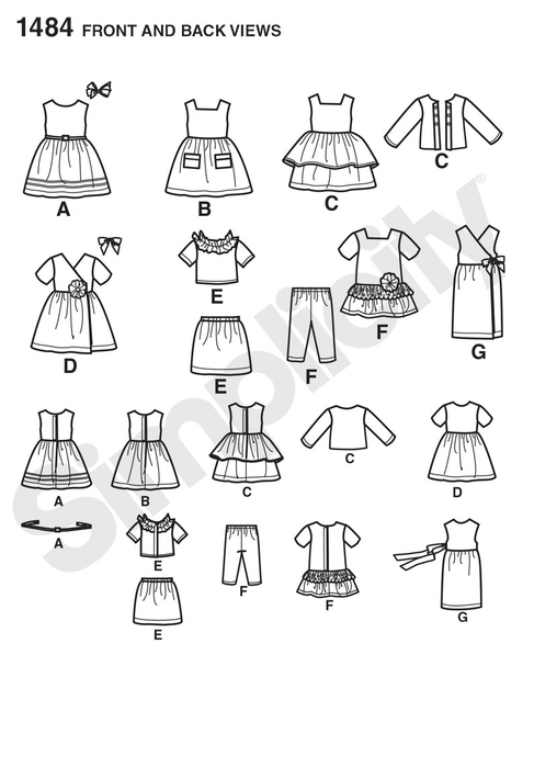 Simplicity Pattern 1484 18" Doll Clothes from Jaycotts Sewing Supplies