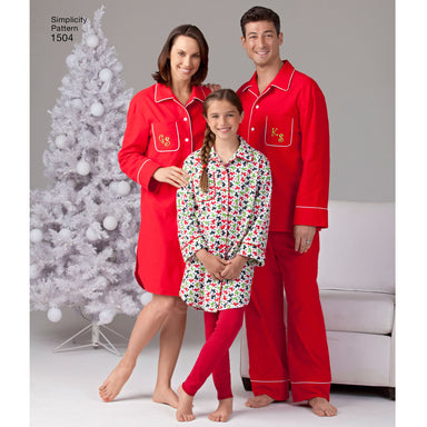 Simplicity Pattern 1504 Child's, Teens' and Adults' Loungewear | Easy from Jaycotts Sewing Supplies