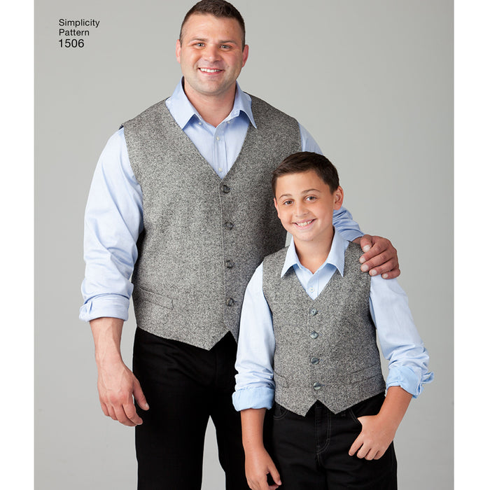 Simplicity Pattern 1506 Boy's and big and tall men's waistcoat pattern from Jaycotts Sewing Supplies