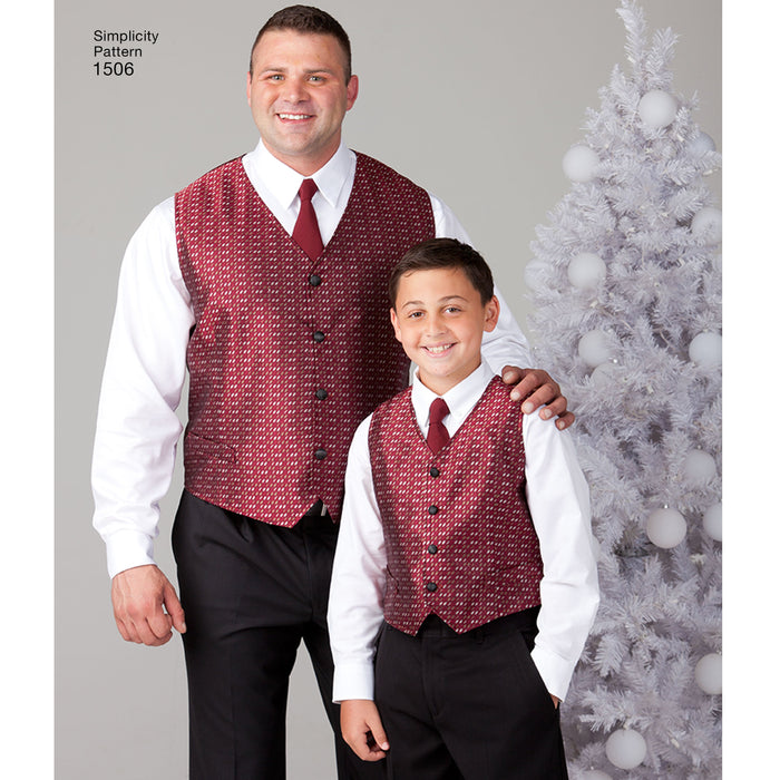 Simplicity Pattern 1506 Boy's and big and tall men's waistcoat pattern from Jaycotts Sewing Supplies