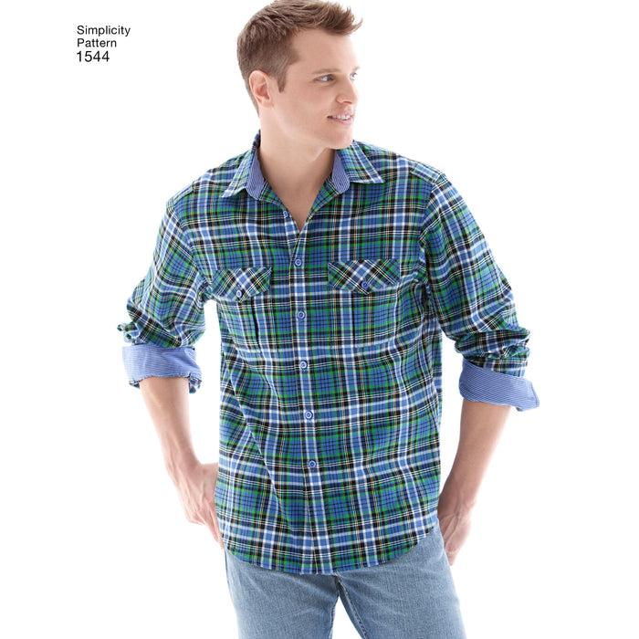 Simplicity Pattern 1544 Men's button front shirt from Jaycotts Sewing Supplies