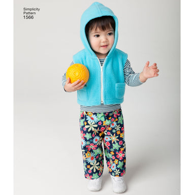 Simplicity Pattern 1566  babies' overall, zip up jacket from Jaycotts Sewing Supplies