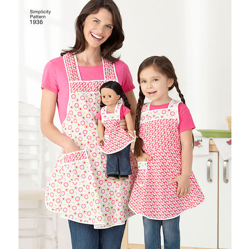 Simplicity Pattern 1936 Aprons for Child's, Misses' and Dolls + Stocking Ornament from Jaycotts Sewing Supplies