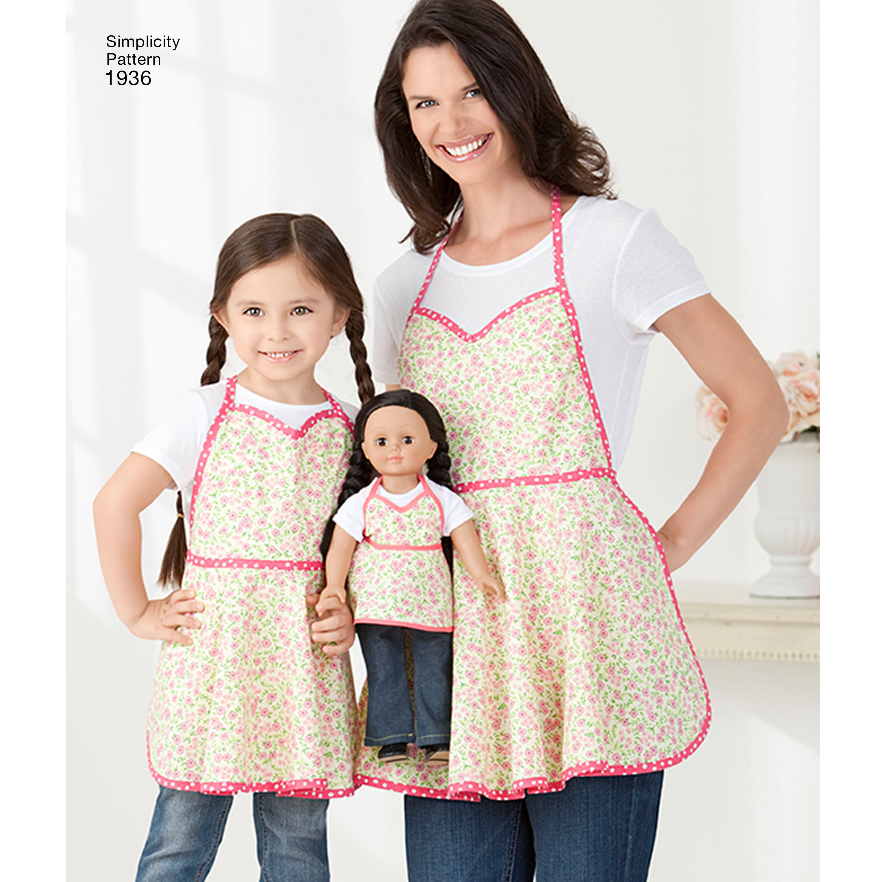 Simplicity Pattern 1936 Aprons for Child's, Misses' and Dolls + Stocking Ornament from Jaycotts Sewing Supplies