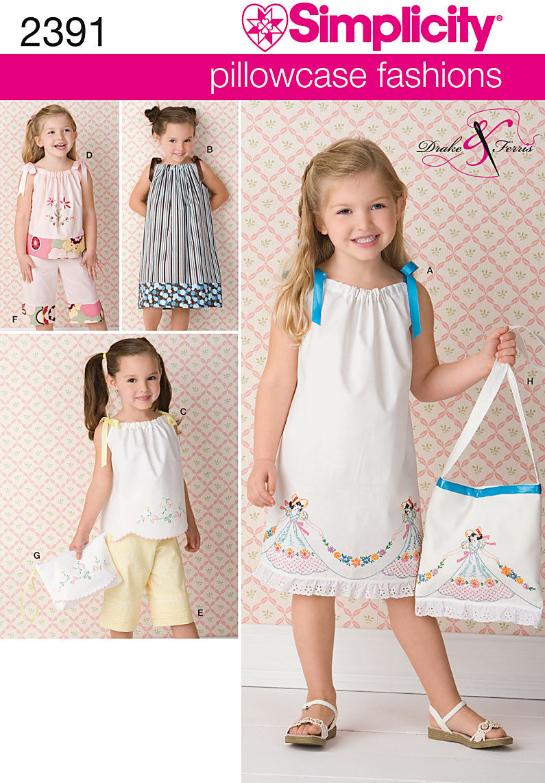 Simplicity Pattern 2391 Child's Pillowcase Dress, Tops, Pants, & Bag from Jaycotts Sewing Supplies