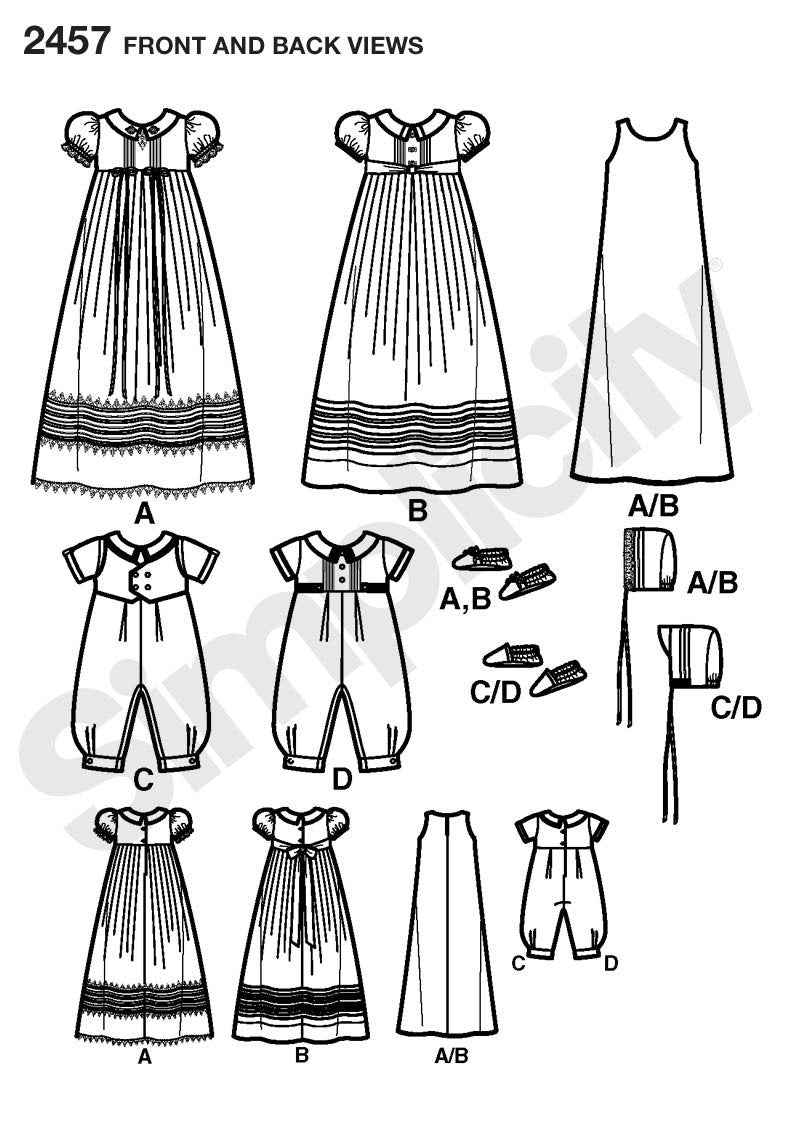 Simplicity Pattern 2457 Babies' Christening Set from Jaycotts Sewing Supplies