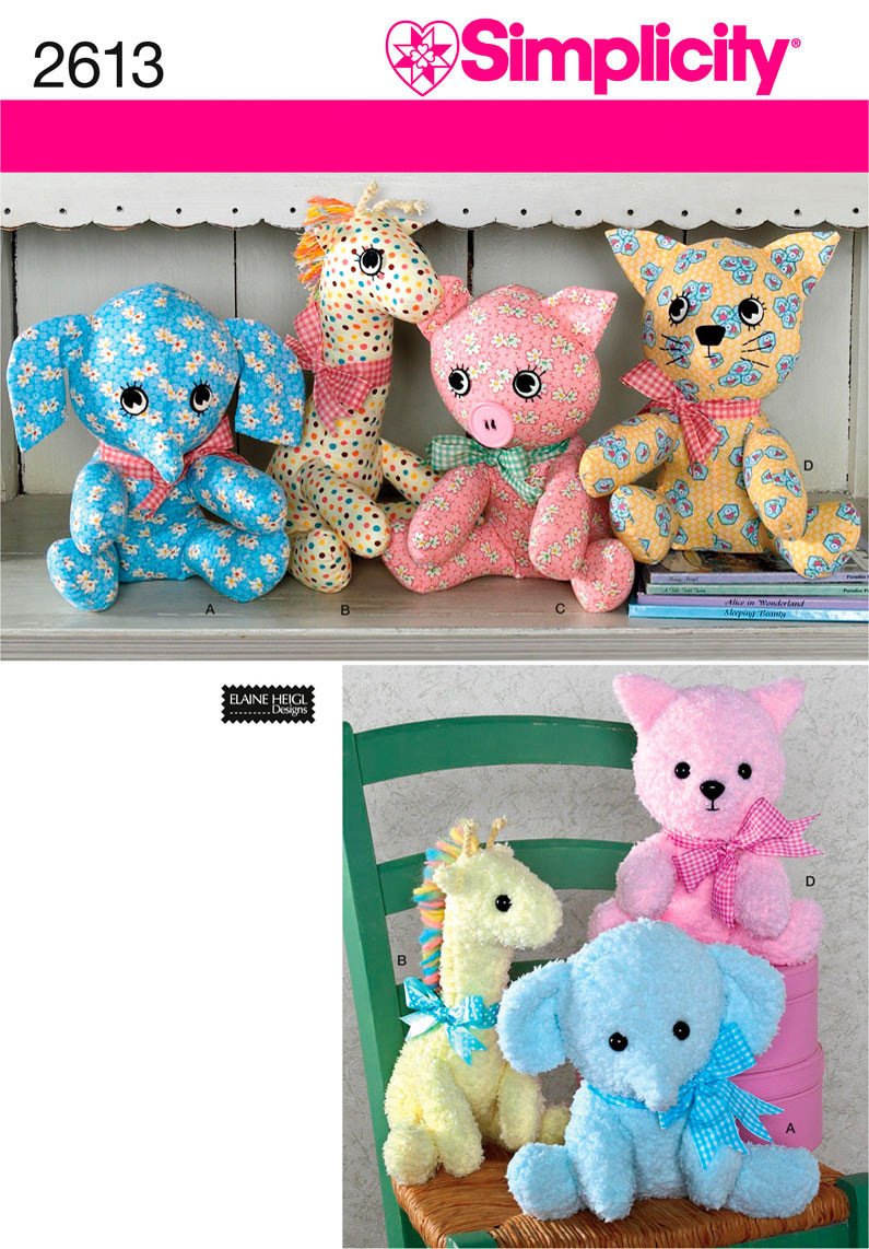 Simplicity Pattern 2613 Stuffed Animals from Jaycotts Sewing Supplies
