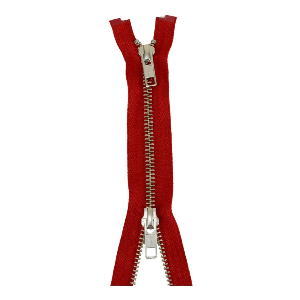 YKK Silver Tooth Two Way Open End Zip, RED from Jaycotts Sewing Supplies