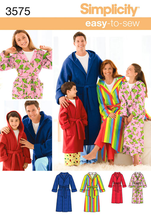 Simplicity Pattern 3575 Unisex Child, Teen and Adult Robe. from Jaycotts Sewing Supplies