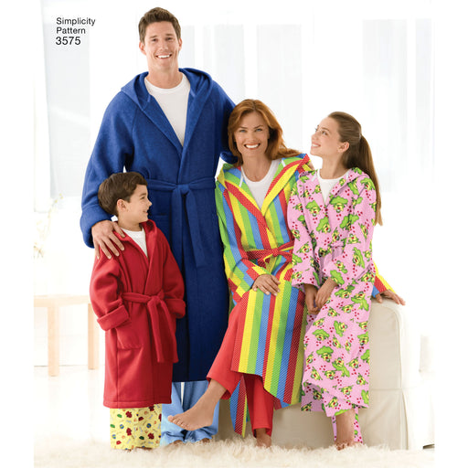 Simplicity Pattern 3575 Unisex Child, Teen and Adult Robe. from Jaycotts Sewing Supplies