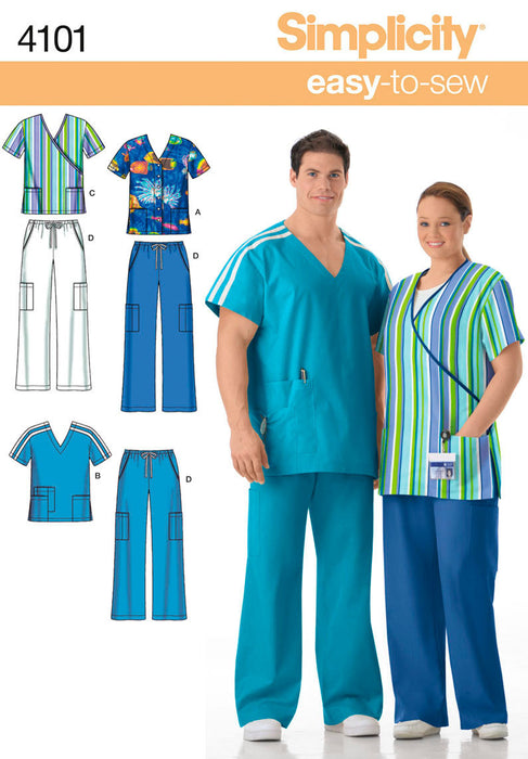 Simplicity 4101  Unisex Uniform: Scrubs pattern from Jaycotts Sewing Supplies