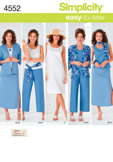 Simplicity 4552 Tank Dress and Top, Kimono-Jacket, Pants, Skirt from Jaycotts Sewing Supplies