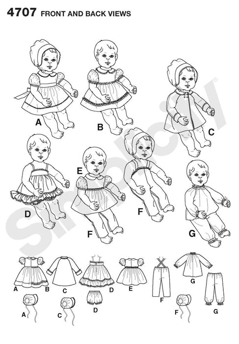 Simplicity 4707 baby Dolls clothes pattern from Jaycotts Sewing Supplies