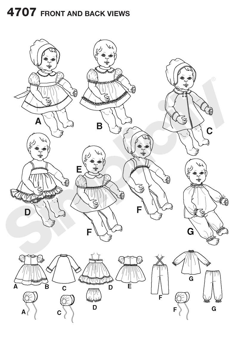 Simplicity 4707 baby Dolls clothes pattern from Jaycotts Sewing Supplies
