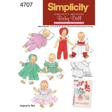 Simplicity 4707 baby Dolls clothes pattern from Jaycotts Sewing Supplies