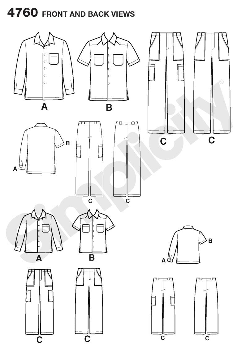 Simplicity Pattern: S4760 Boys & Men Shirts & Pants — jaycotts.co.uk ...