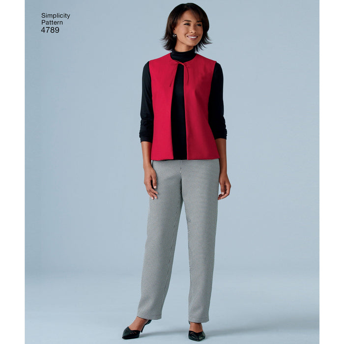 Simplicity Pattern 4789 Misses'/Plus Size Pants, Vest, Jacket and Jumper from Jaycotts Sewing Supplies