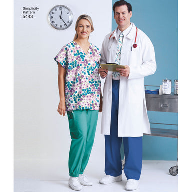 Simplicity Pattern 5443 Plus Size Women and Men Scrub Top from Jaycotts Sewing Supplies